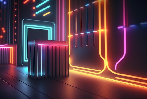 Realistic neon light background generative ai