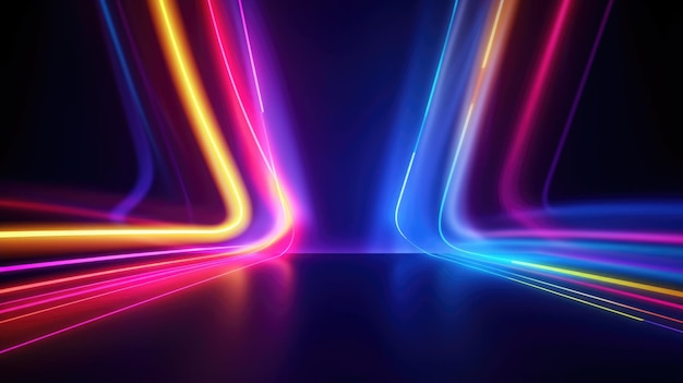 Realistic neon lights wavy background Generative AI AIG21