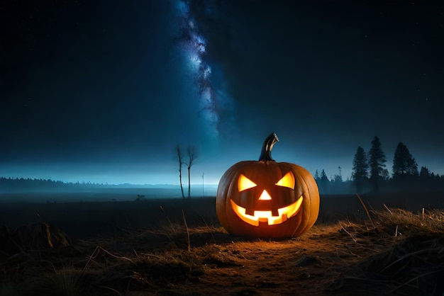 Realistic night halloween party pumpkin light and horror moment background and wallpaper