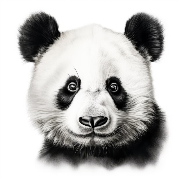 Realistic Panda Bear Face Illustration On White Background