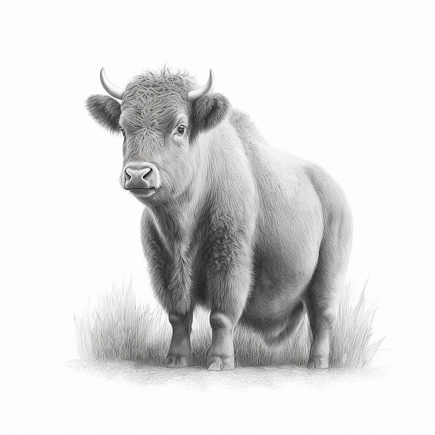 Realistic pencil sketch beautiful buffalo drawing AI Generated