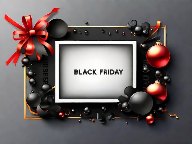 Realistic photo of a black Friday sale banner design with a gift item box generated by AI