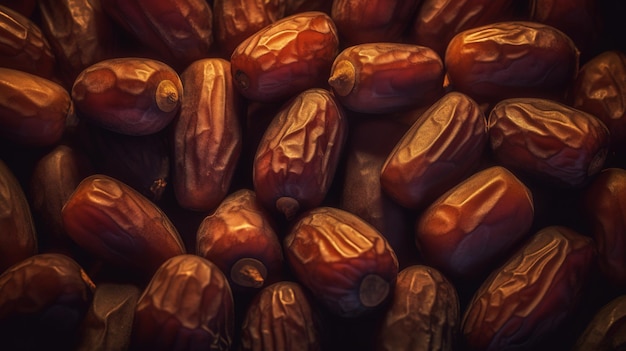 Realistic photo of a bunch of dates top view fruit scenery