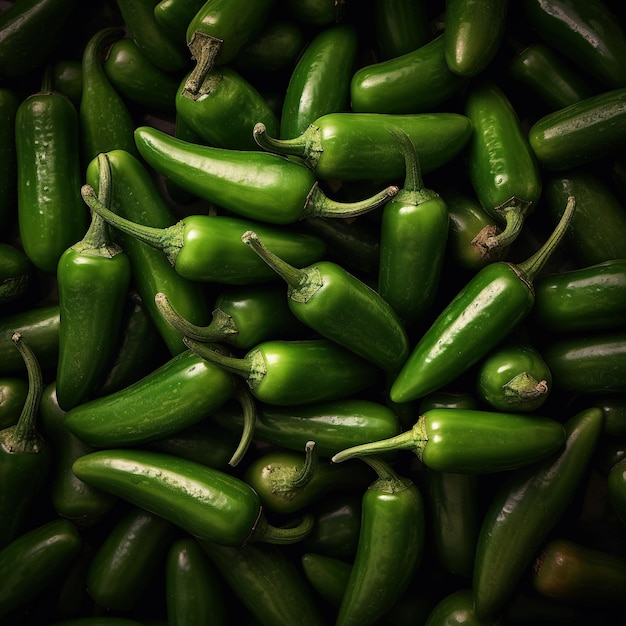 Realistic photo of a bunch of jalapeno top view vegetables scenery