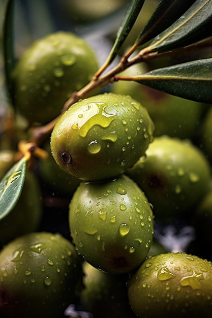 Realistic photo of a bunch of olives top view fruit scenery