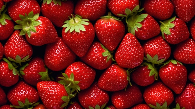 Realistic photo of a bunch of strawberries top view fruit scenery