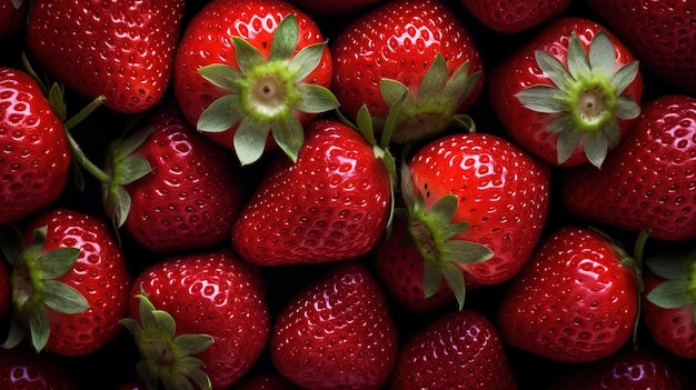 Realistic photo of a bunch of strawberries top view fruit scenery