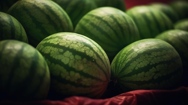 Realistic photo of a bunch of watermelons top view fruit scenery