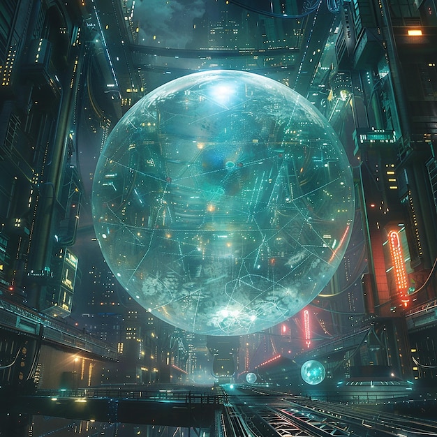 A realistic photo of the entire soul race integrated into a giant luminous sphere confined within