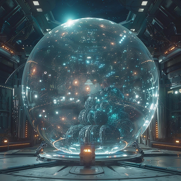 A realistic photo of the entire soul race integrated into a giant luminous sphere confined within