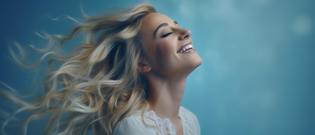 realistic photo of portrait of a magnificent brides seen from above who is laughing