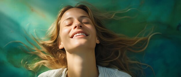 realistic photo of portrait of a magnificent brides seen from above who is laughing