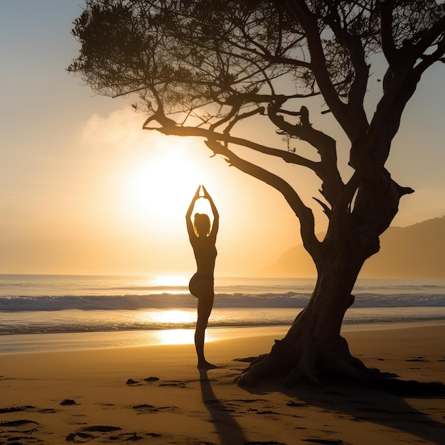 realistic photo of a woman yoga teacher on