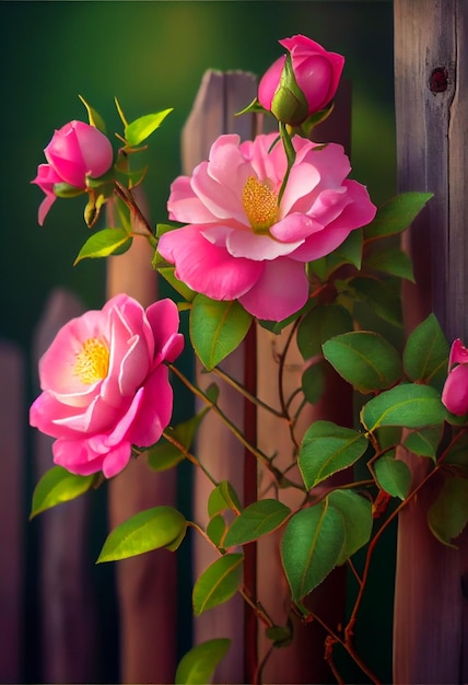 Realistic photography of blooming Chinese rose flowers generative ai