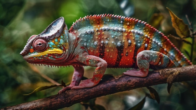 Realistic Photography Of Rainbow Chameleons