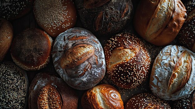 Photo realistic photography top view of a clean surface which has traditional bakery items