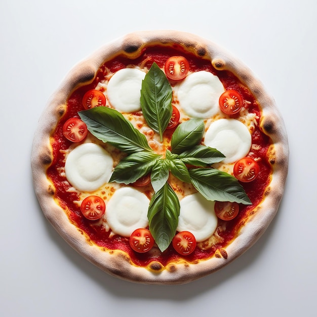 Photo realistic pizza photo solid white background