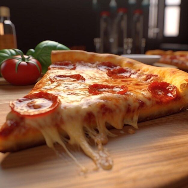 Realistic pizza slice deliciousness