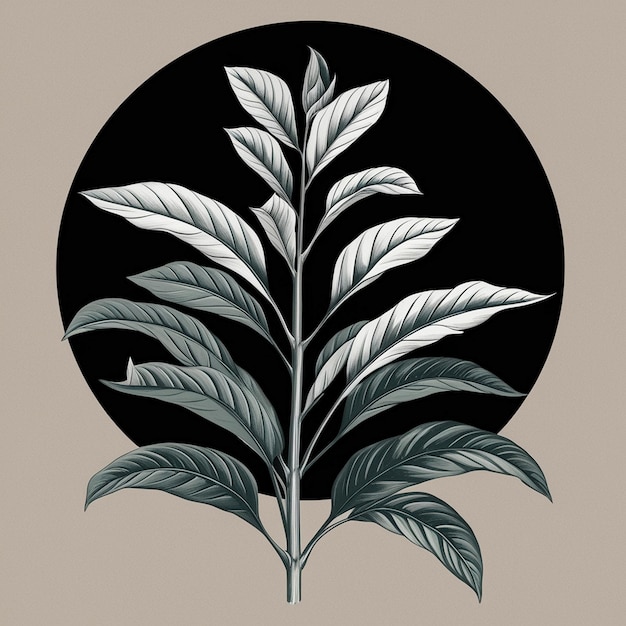 Realistic Plant Illustration on Black Background