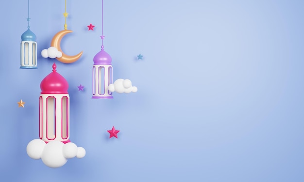 Realistic podium for ramadan themes background design