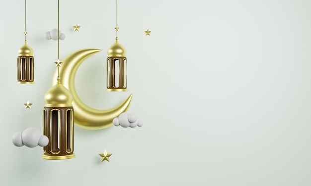 Realistic podium for ramadan themes background design