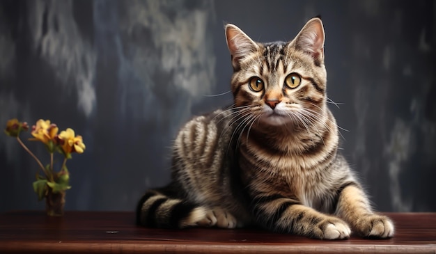 Realistic portrait of American Wirehair cat AI generated