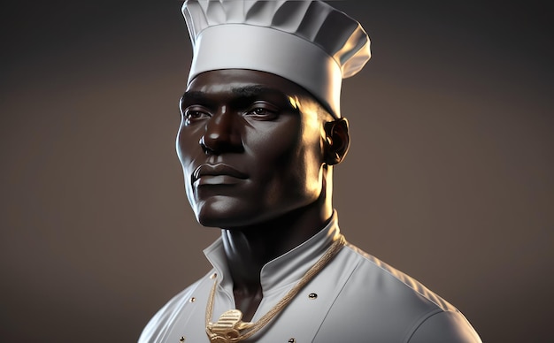 a realistic portrait of a man with a white chef hat male chef ai generated