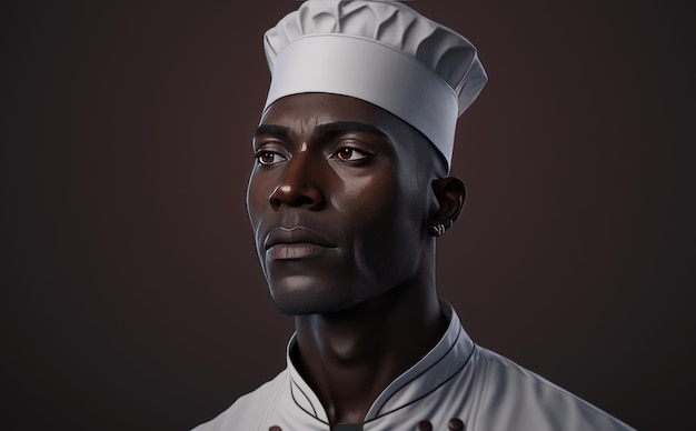 a realistic portrait of a man with a white chef hat male chef ai generated