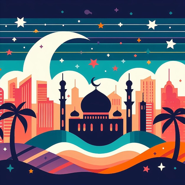 Realistic ramadan background with crescent