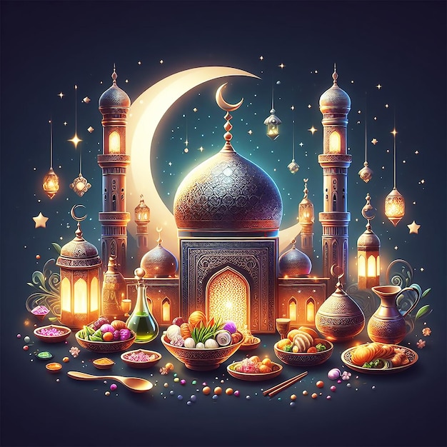 Realistic Ramadan Kareem iftar element