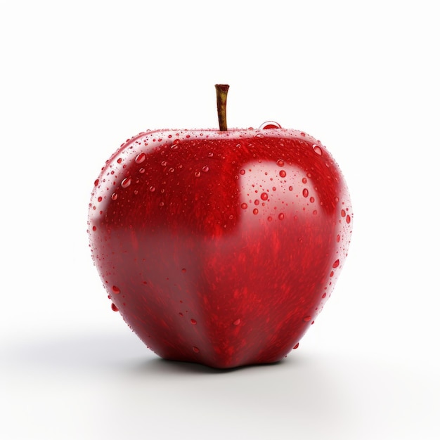 Realistic Red Apple Rendering With Pure White Background