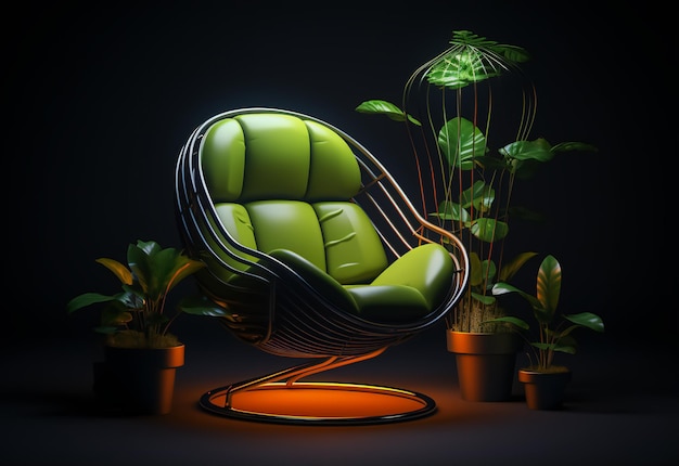 Realistic Retro Futuristic furniture designer mockup background