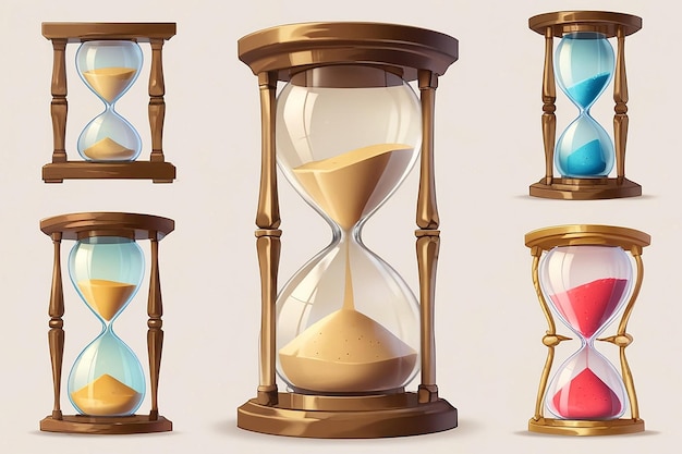 Realistic Sand Watch Hourglass Shapes Clock