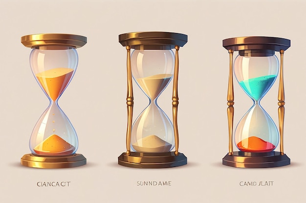 Realistic Sand Watch Hourglass Shapes Clock