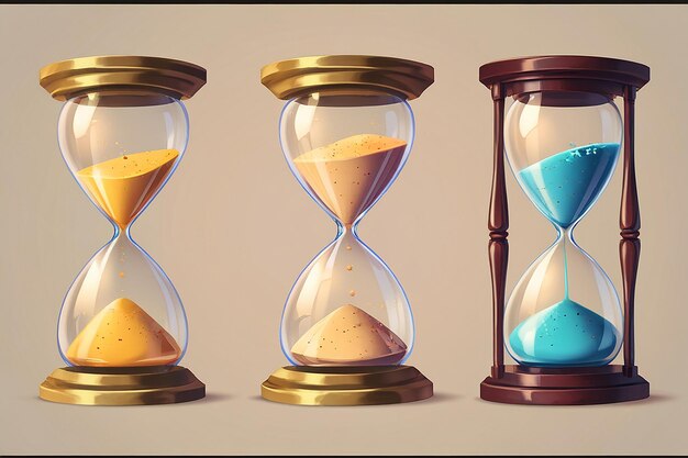 Realistic Sand Watch Hourglass Shapes Clock