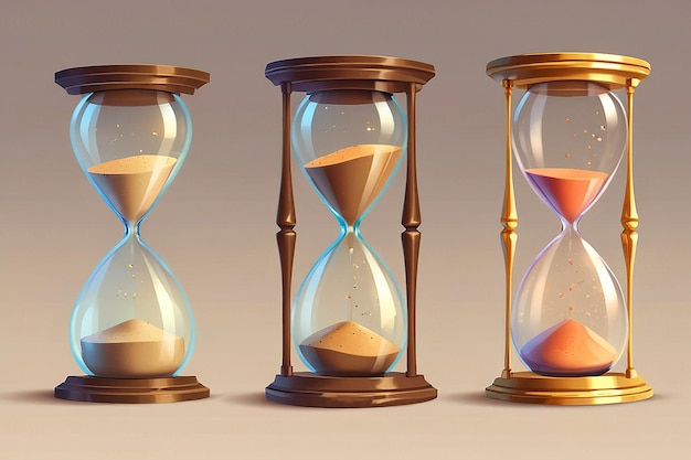 Realistic Sand Watch Hourglass Shapes Clock