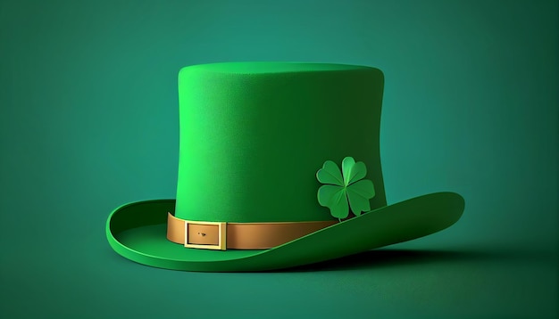 Realistic sant patrick's hat design with clover Generative AI