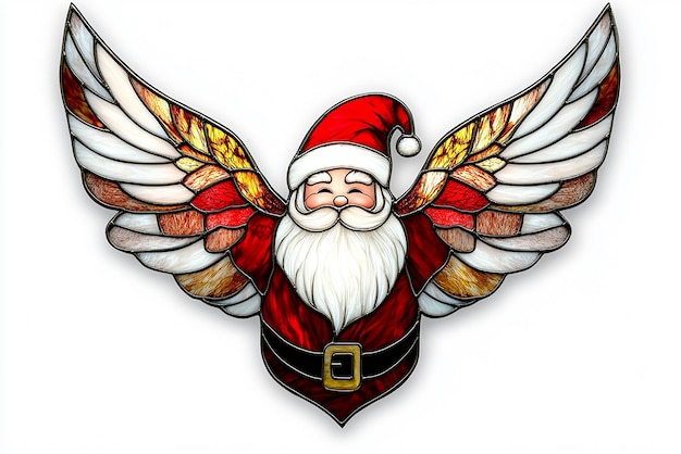 Realistic Santa Claus Stained Glass Sign Illustration