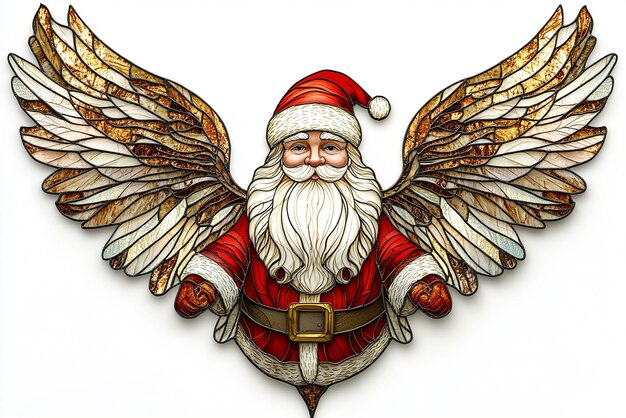 Realistic Santa Claus Stained Glass Sign Illustration