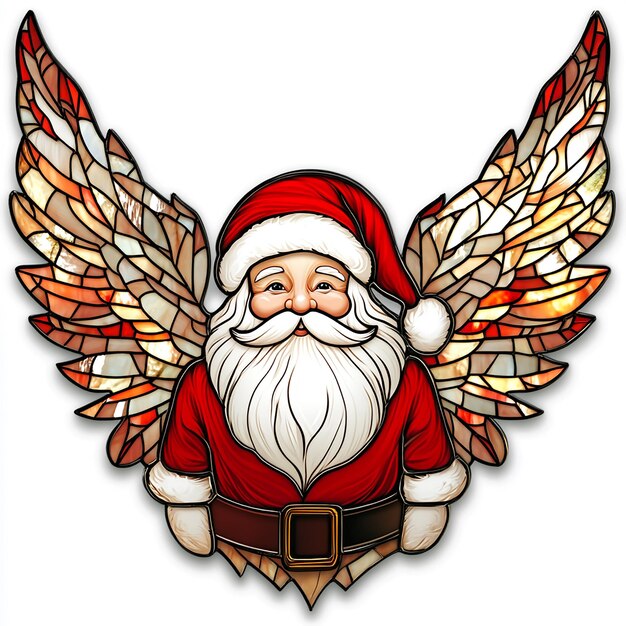 Photo realistic santa claus stained glass sign illustration