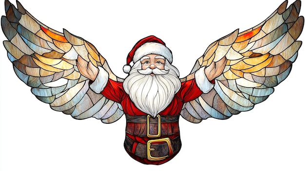 Realistic Santa Claus Stained Glass Sign Illustration