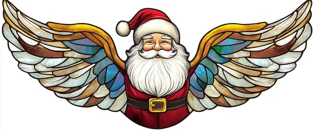 Realistic Santa Claus Stained Glass Sign Illustration