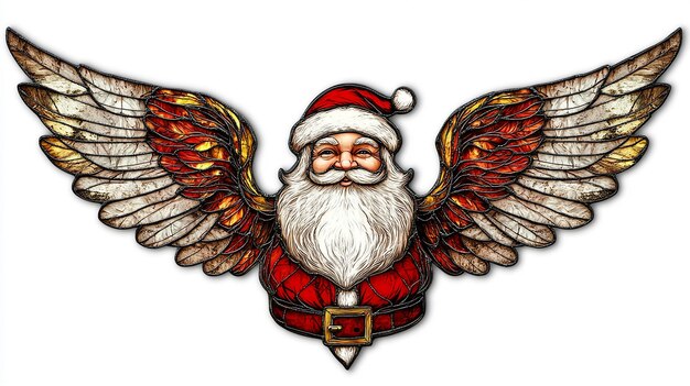 Realistic Santa Claus Stained Glass Sign Illustration