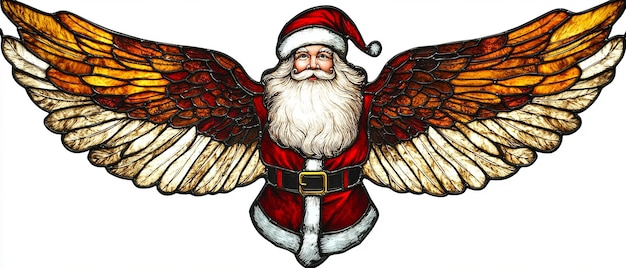 Realistic Santa Claus Stained Glass Sign Illustration