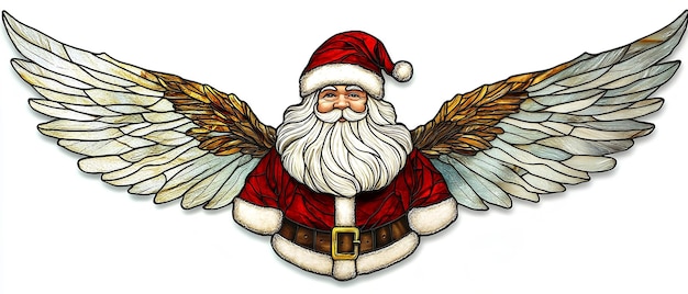 Realistic Santa Claus Stained Glass Sign Illustration