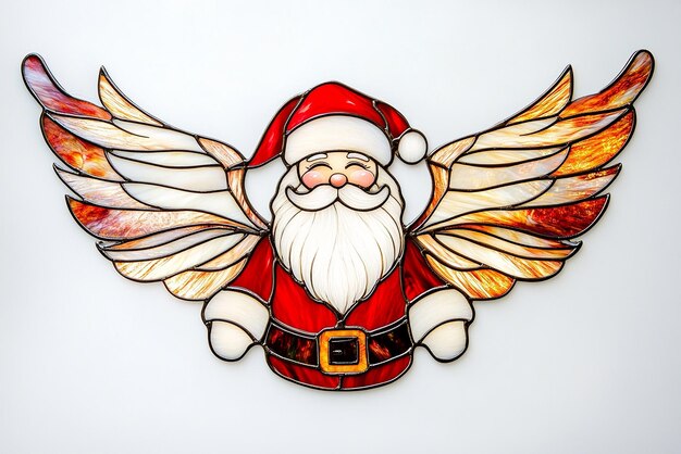 Photo realistic santa claus stained glass sign illustration