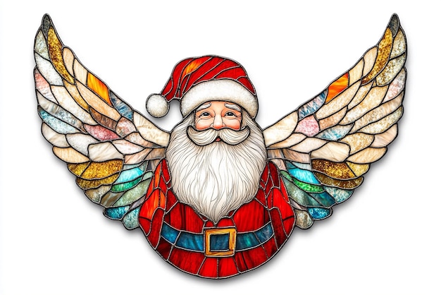 Realistic Santa Claus Stained Glass Sign Illustration