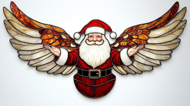 Photo realistic santa claus stained glass sign illustration