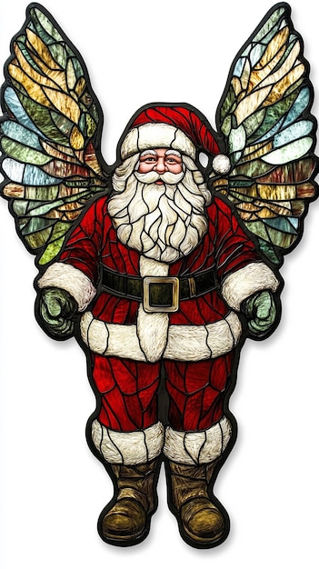 Realistic Santa Claus Stained Glass Sign Illustration