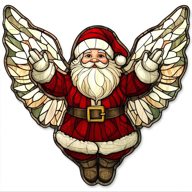 Photo realistic santa claus stained glass sign illustration